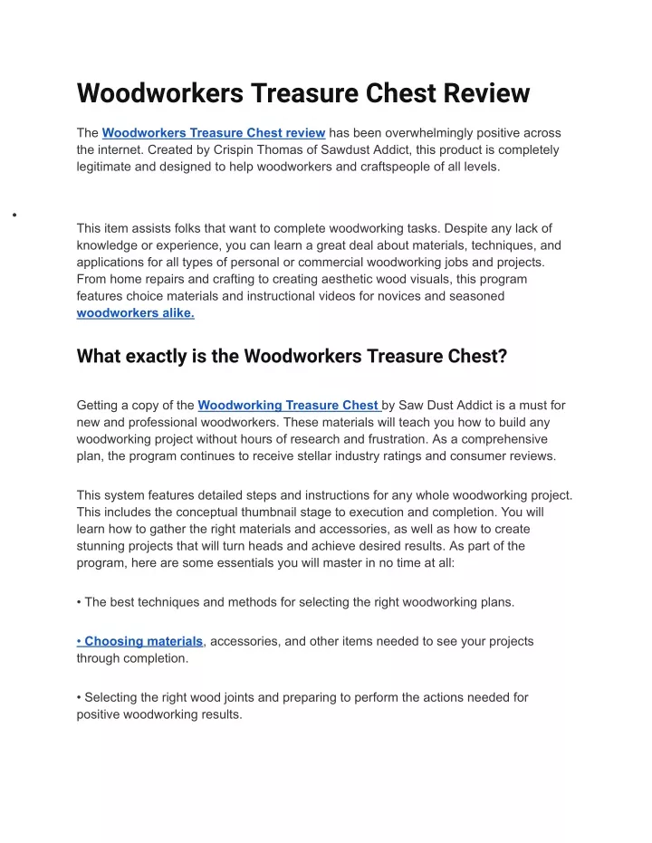 woodworkers treasure chest review