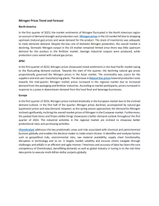 nitrogen prices trend and forecast