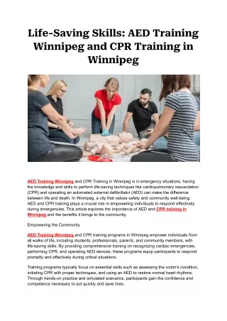 Life-Saving Skills_ AED Training Winnipeg and CPR Training in Winnipeg