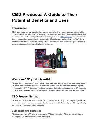 CBD Products_ A Guide to Their Potential Benefits and Uses