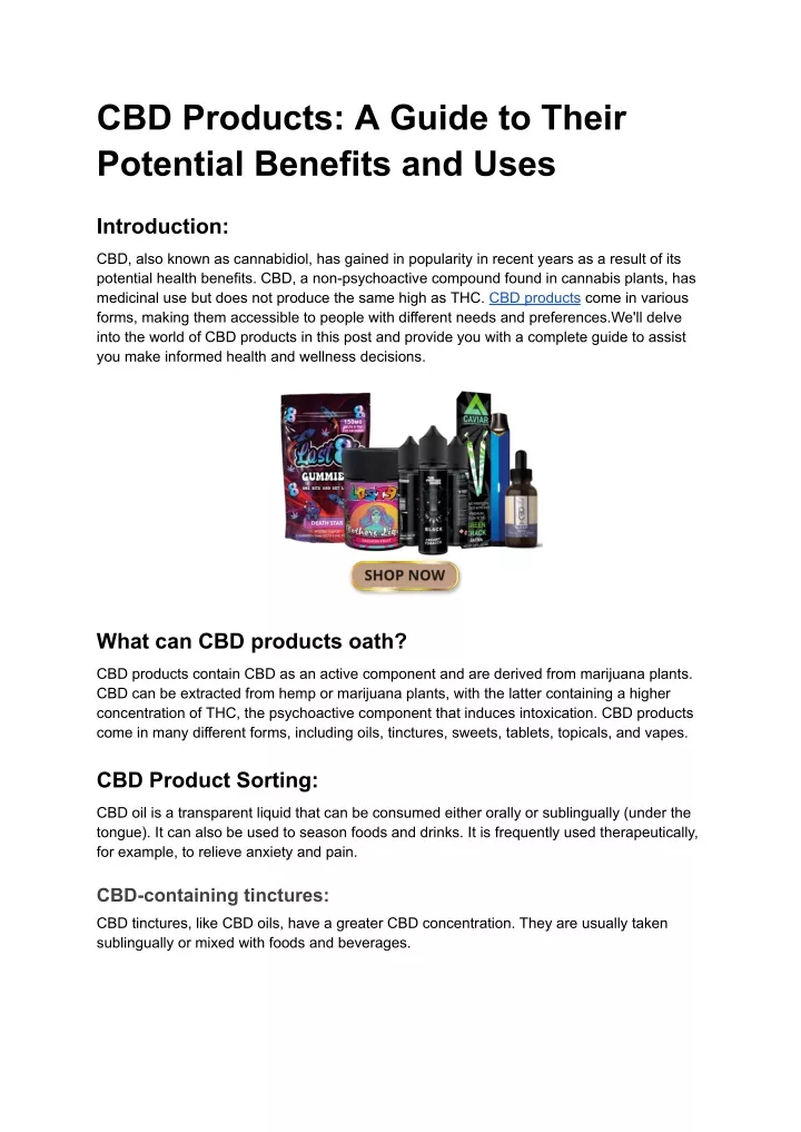 cbd products a guide to their potential benefits
