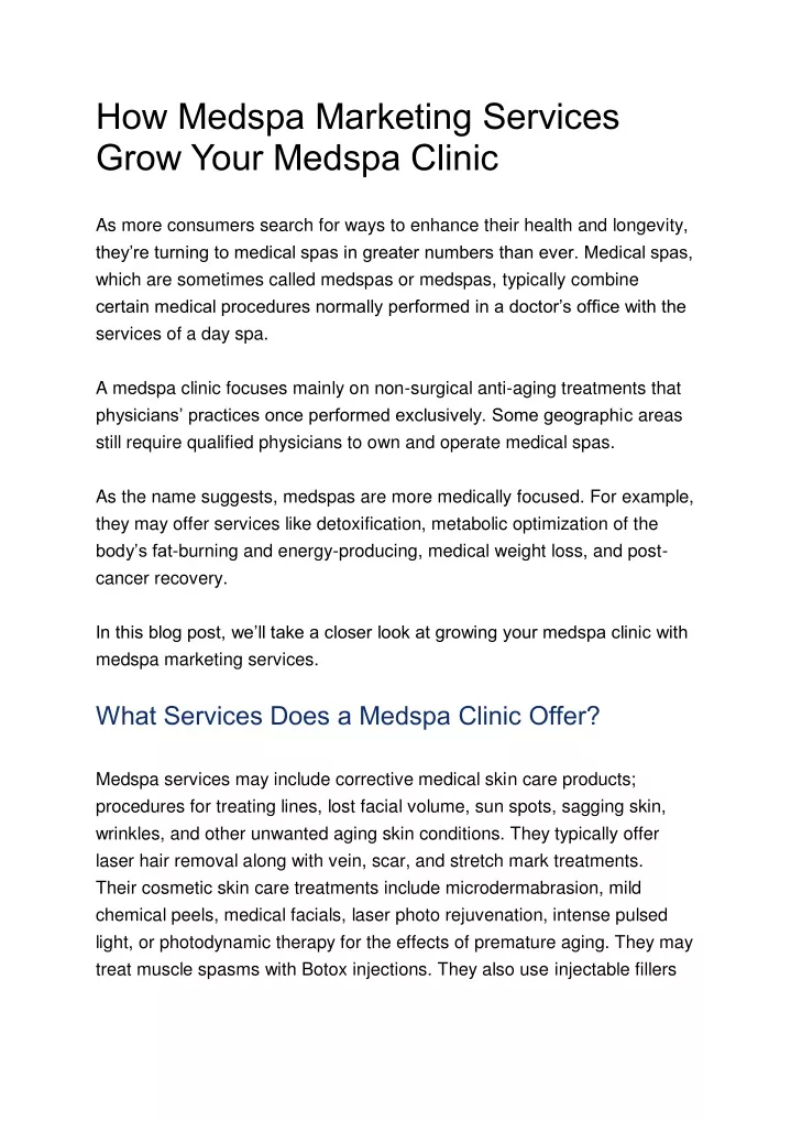 how medspa marketing services grow your medspa