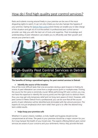 How do I find high quality pest control services?