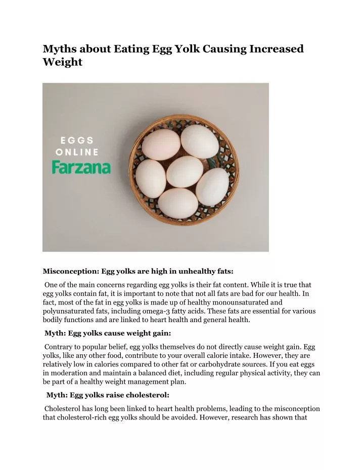 myths about eating egg yolk causing increased