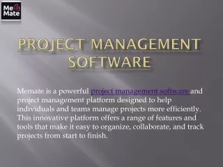 Memate: Project Management Software and Platform