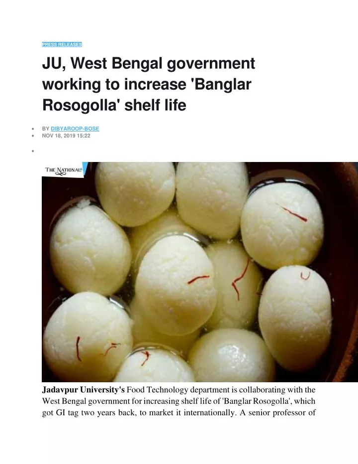 press releases ju west bengal government working