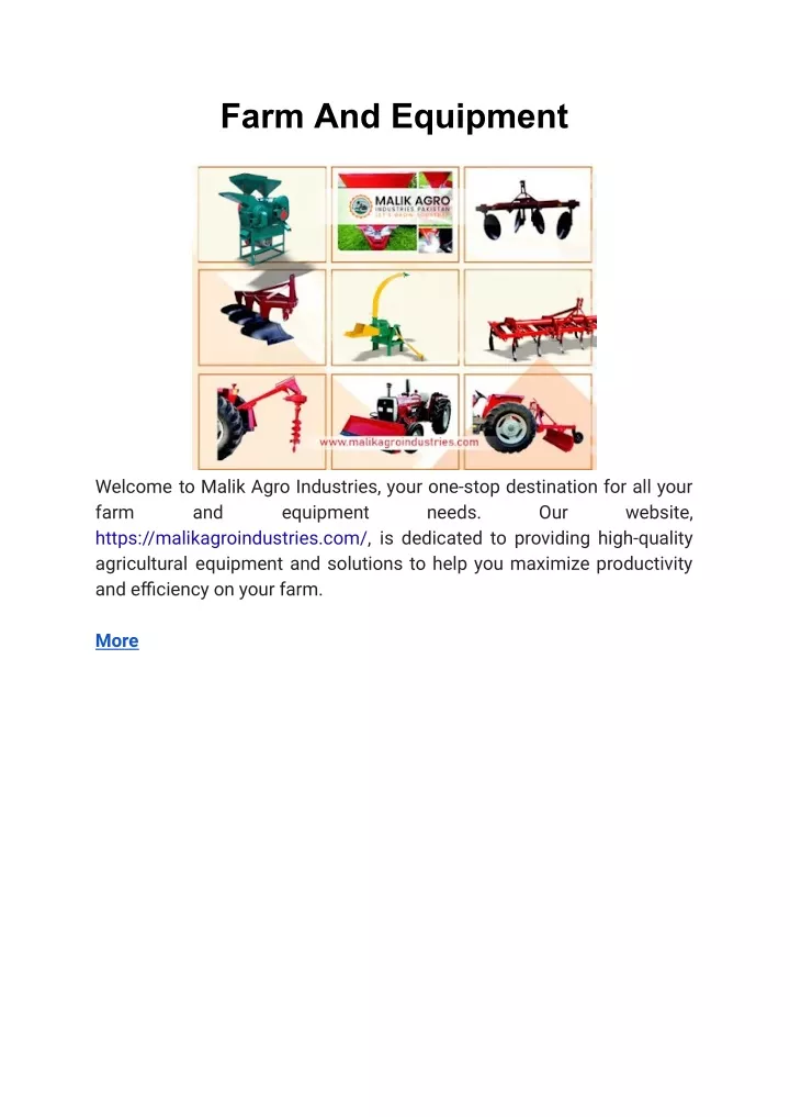 farm and equipment