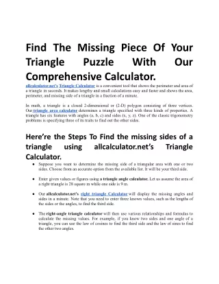 find the missing piece of your triangle puzzle