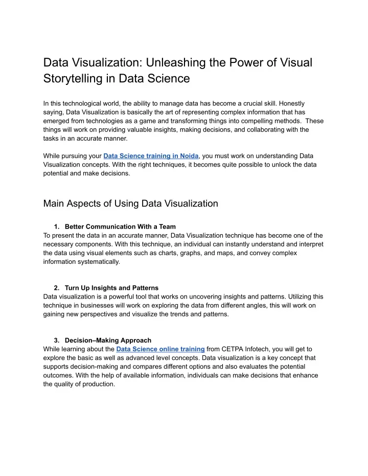 data visualization unleashing the power of visual
