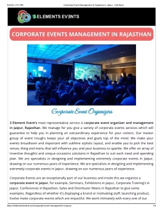 Corporate Event Management Companies in Jaipur