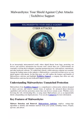 Malwarebytes: Your Shield Against Cyber Attacks - TechDrive Support