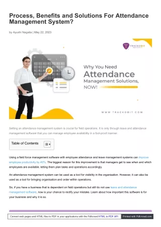 Process, Benefits and Solutions For Attendance Management System?