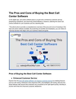 The Pros and Cons of Buying the Best Call Center Software