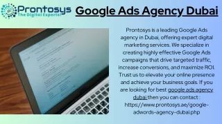 Google Ads Agency Dubai  | Prontosys UAE