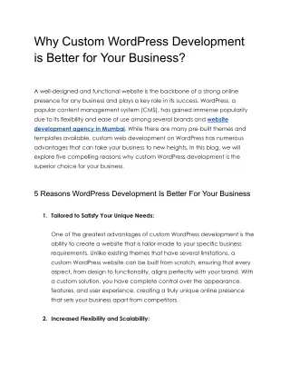 why custom wordpress development is better