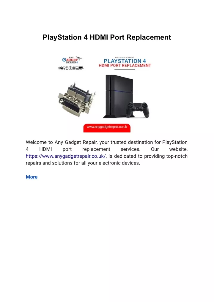 playstation 4 hdmi port replacement