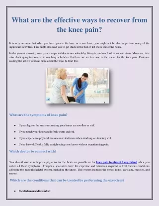 What are the effective ways to recover from the knee pain?