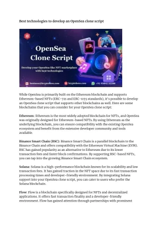 Best technologies to develop an OpenSea clone script