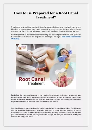 How to Be Prepared for a Root Canal Treatment ?