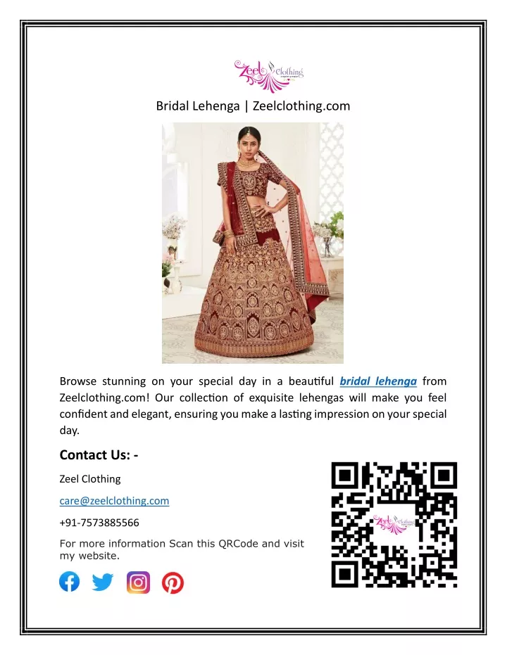 bridal lehenga zeelclothing com