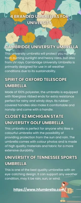 4 branded umbrellas for university