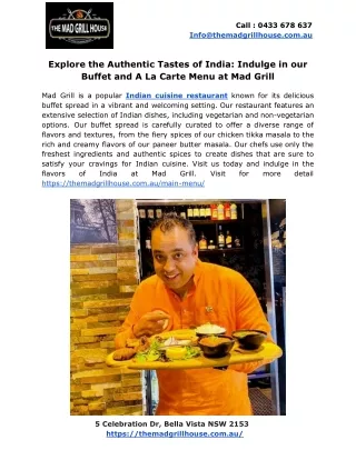 Explore the Authentic Tastes of India_ Indulge in our Buffet and A La Carte Menu at Mad Grill