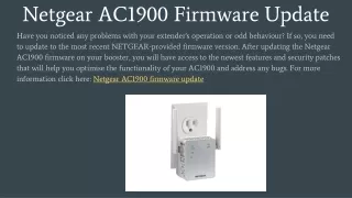 Netgear AC1900 Firmware Update