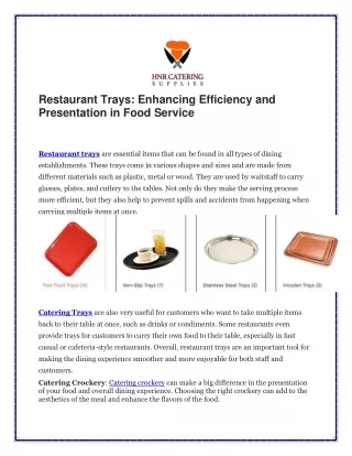 Restaurant Trays Enhancing Efficiency and Presentation in Food Service