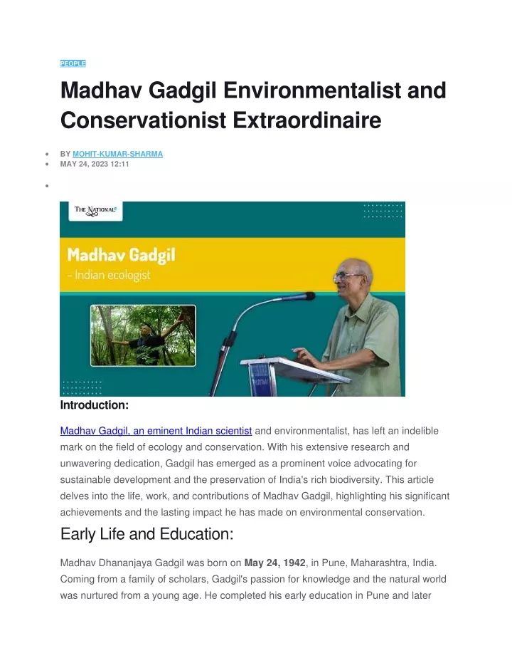 people madhav gadgil environmentalist