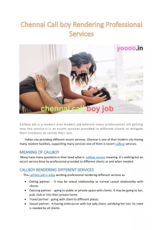 callboy job is a modern eras modern job wherein