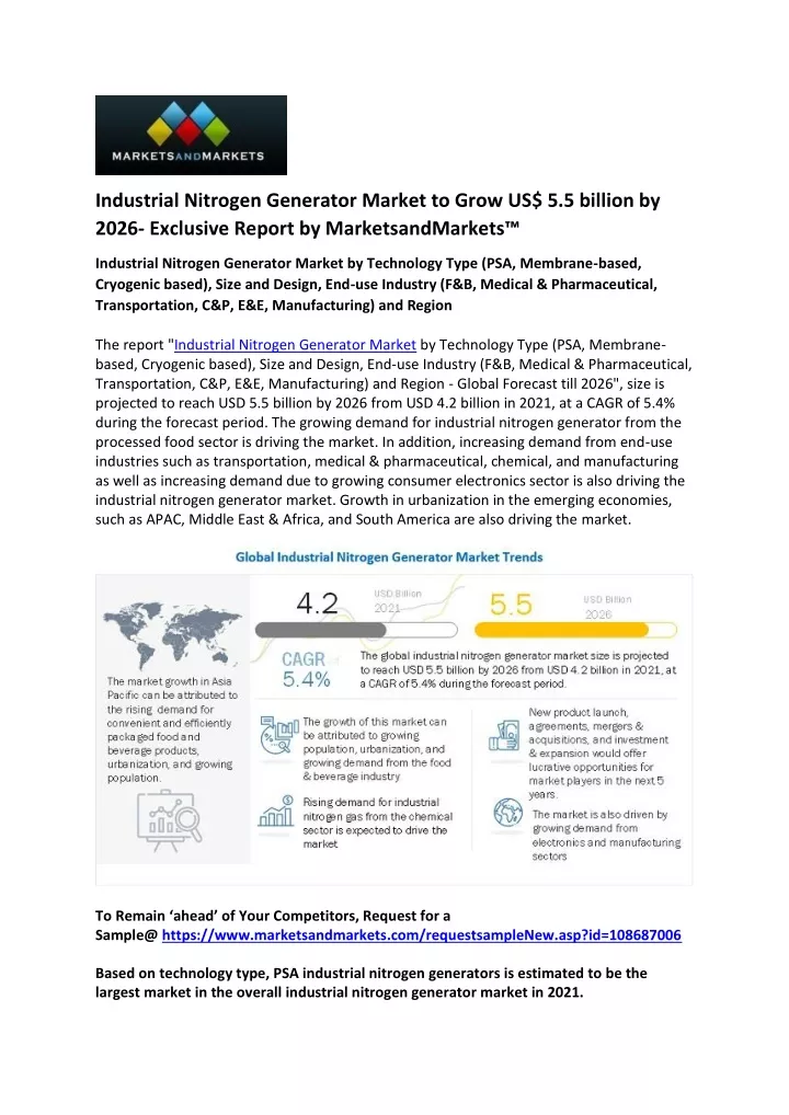 industrial nitrogen generator market to grow