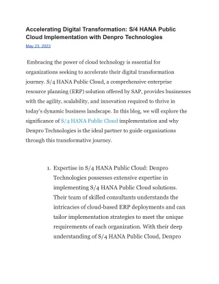 Accelerating Digital Transformation_ S_4 HANA Public Cloud Implementation with Denpro Technologies