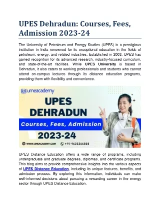 UPES Dehradun Courses, Fees, Admission 2023-24