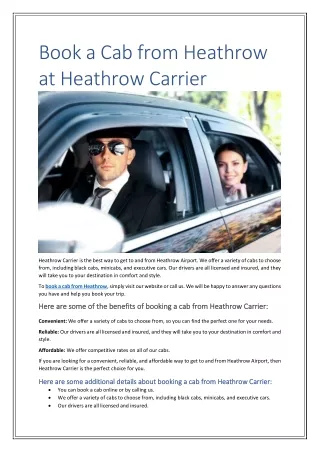 Book  a cab from Heathrow