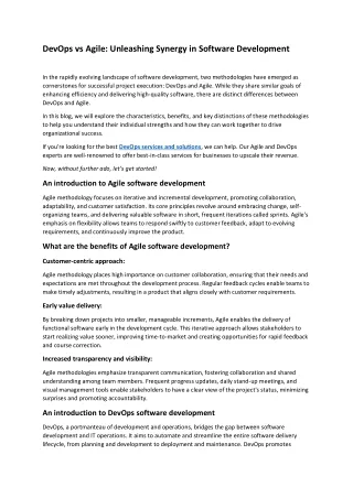 devops vs agile unleashing synergy in software