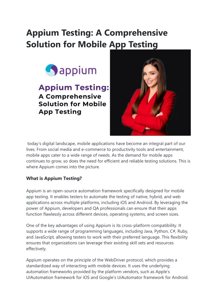appium testing a comprehensive solution