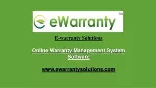 Online Warranty Management System Software