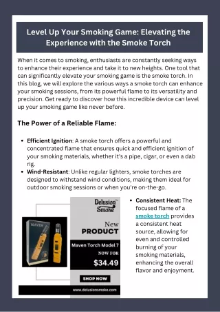 Level Up Your Smoking Game: Elevating the Experience with the Smoke Torch