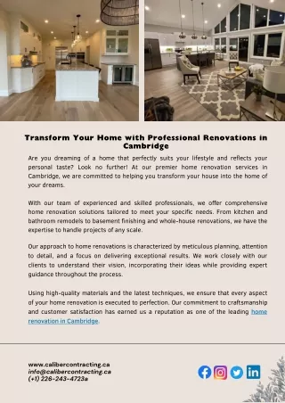 Transform Your Home with Professional Renovations in Cambridge