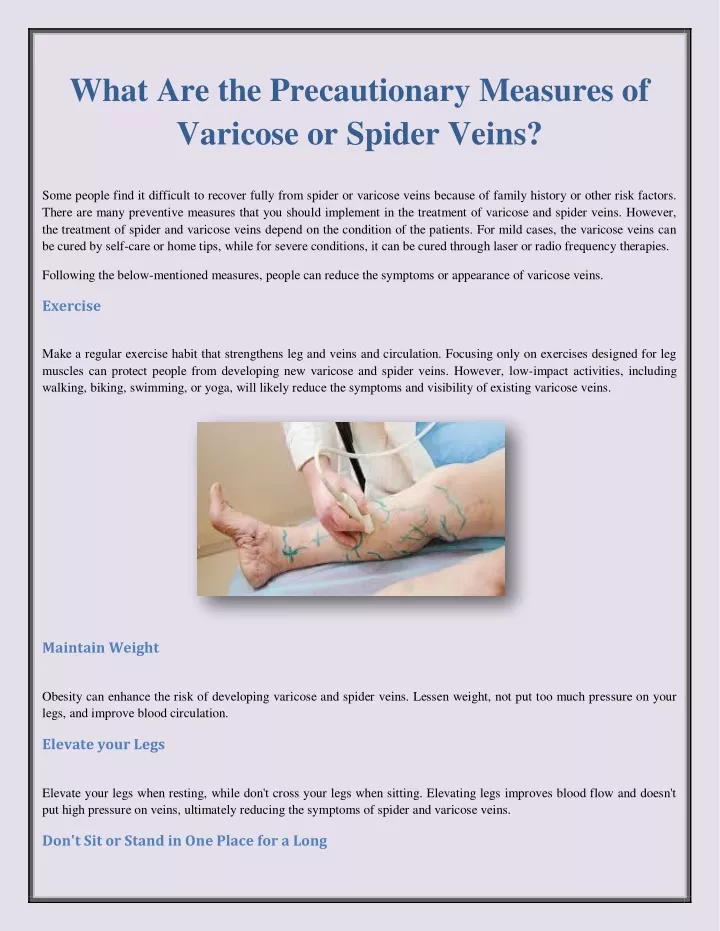 what are the precautionary measures of varicose
