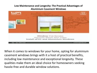 Low Maintenance and Longevity The Practical Advantages of Aluminium Casement Windows