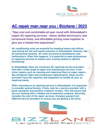 AC repair man near you  Bizzlane  2023