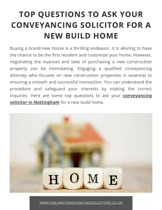 Top Questions To Ask Your Conveyancing Solicitor For A New Build Home