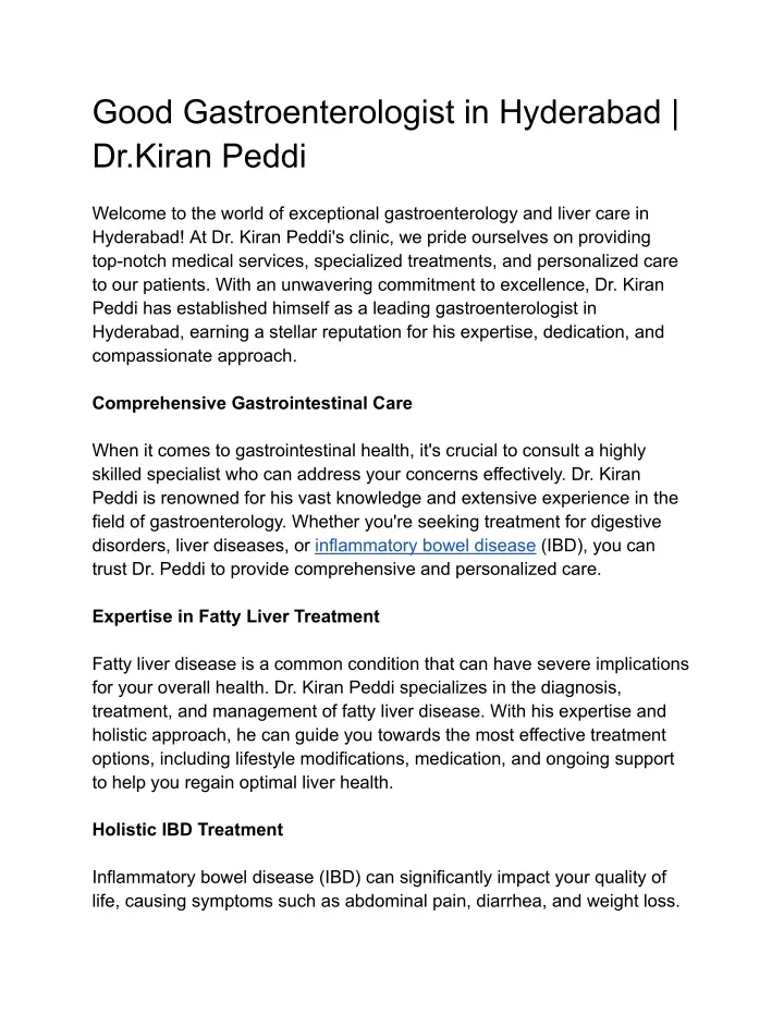 good gastroenterologist in hyderabad dr kiran