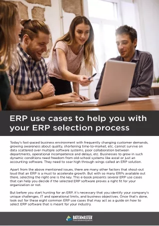 ERP  Use  Cases to Help You  With Your ERP Selection Process