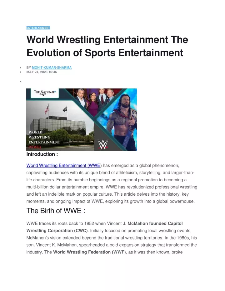 entertainment world wrestling entertainment