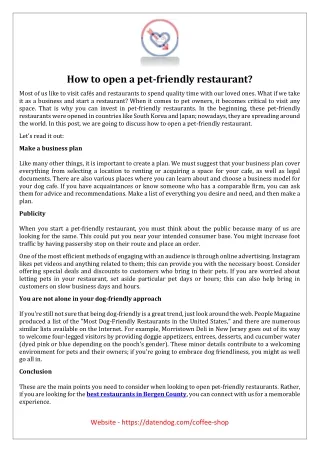 How to open a pet-friendly restaurant