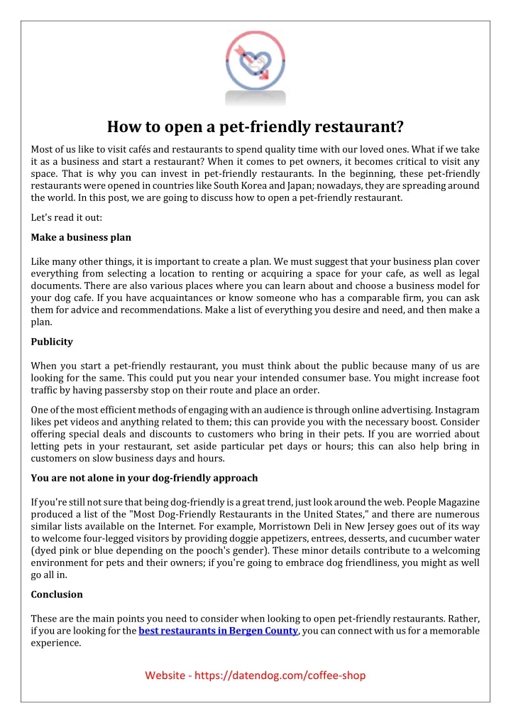 how to open a pet friendly restaurant