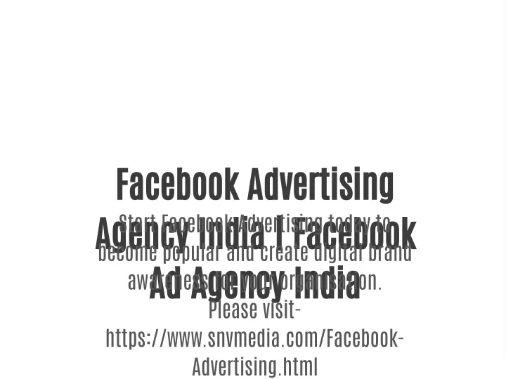 facebook advertising agency india facebook