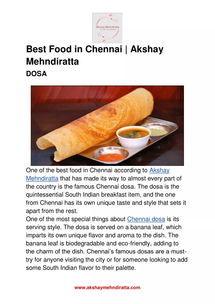 best food in chennai akshay mehndiratta dosa